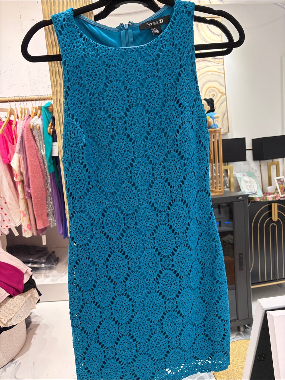 Forever 21 Teal Crochet Mini Skirt